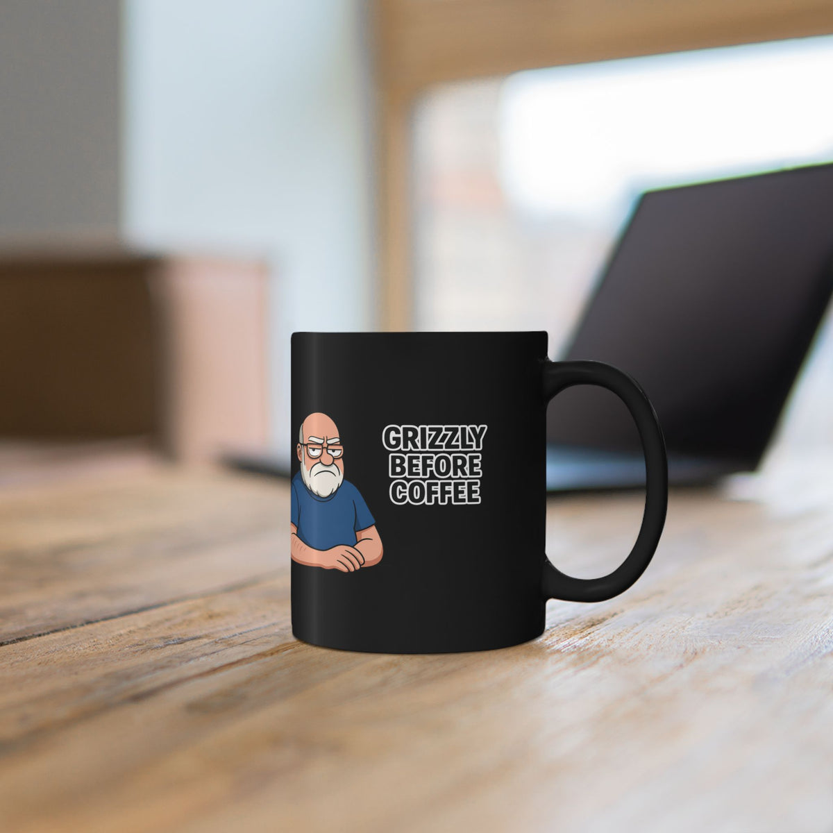 " Grizzly Before Coffee" Mug — Funny Grumpy Bear Dad Coffee Cup  0.33L (11oz )