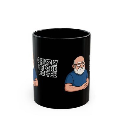 " Grizzly Before Coffee" Mug — Funny Grumpy Bear Dad Coffee Cup  0.33L (11oz )