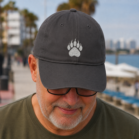 Embroidered  Light Beige Paw Cap