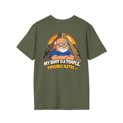 "MY BODY IS A TEMPLE. POSSIBLY AZTEC"