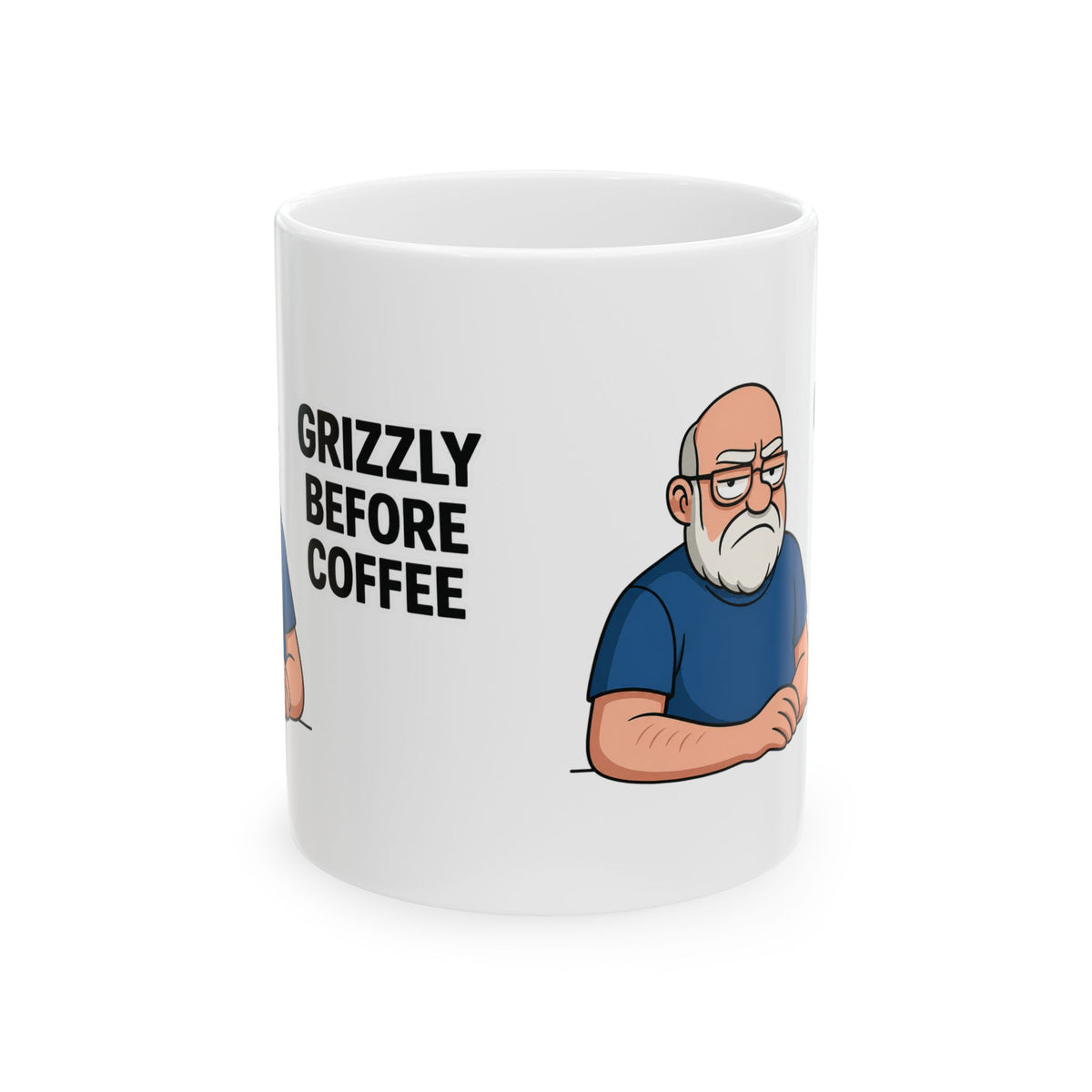 "Grizzly Before Coffee" White Coffee Mug — Funny Grumpy Coffee Cup 0.33 L (11oz )